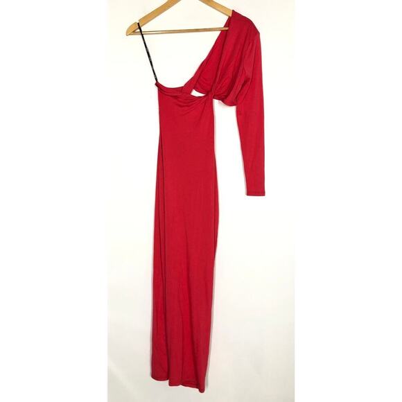 SER.O.YA Ivana One Sleeve Dress Midi Coral NWOT XS - Picture 4 of 8